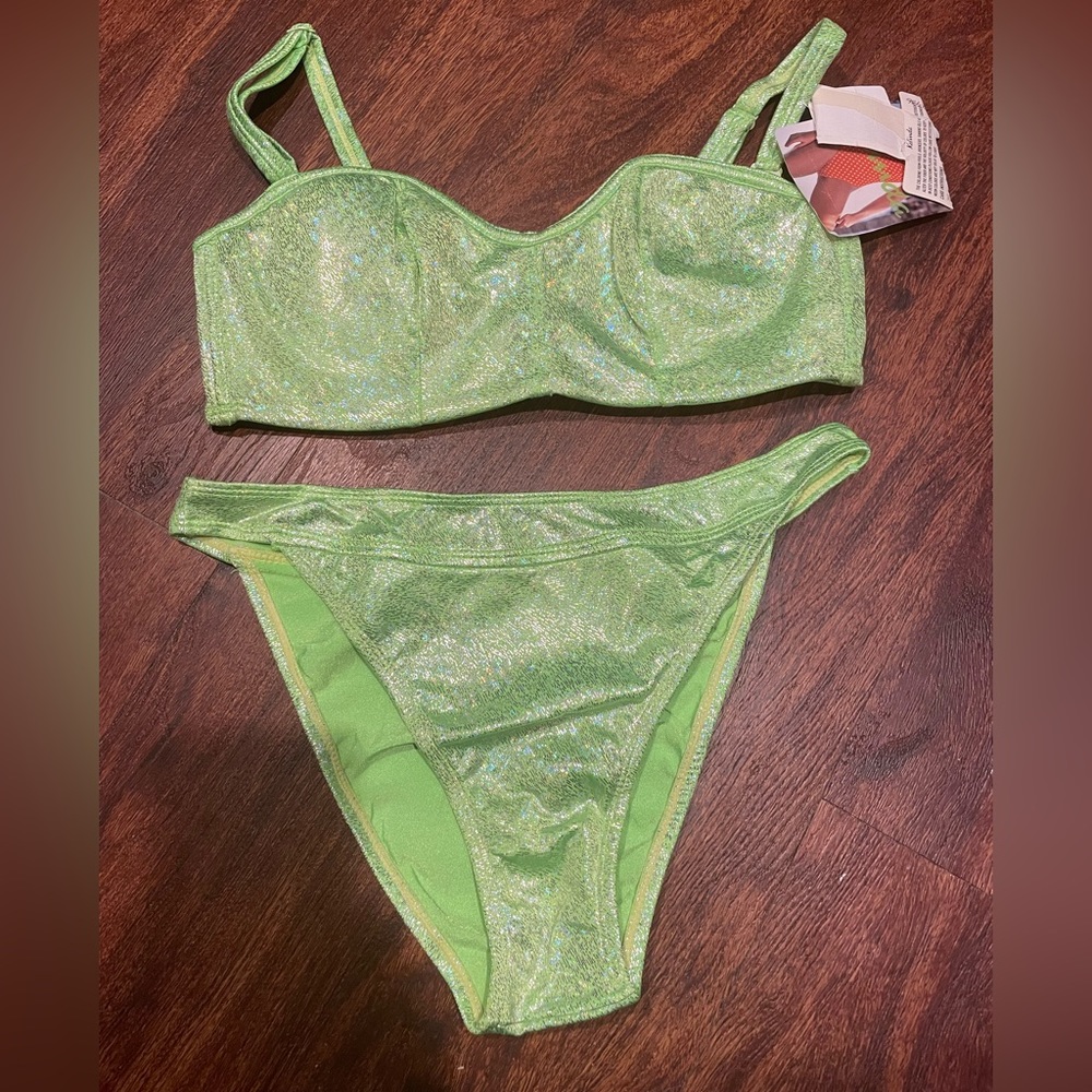 Beautiful neon green two-piece swimsuit